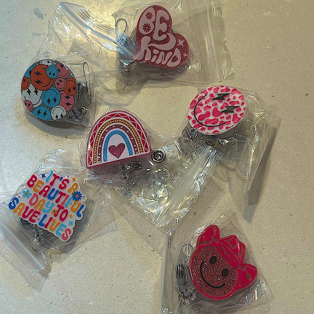 6 Pink Nurse Badge Reels/Badge Buddies NWT
